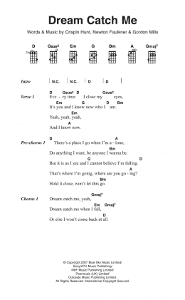 page one of Dream Catch Me (Piano, Vocal & Guitar Chords)