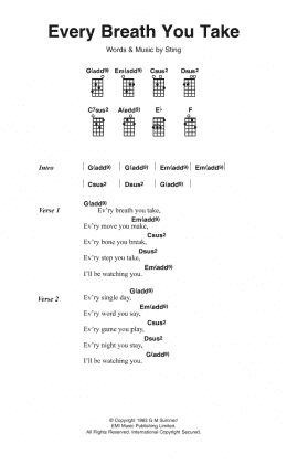 page one of Every Breath You Take (Ukulele Chords/Lyrics)