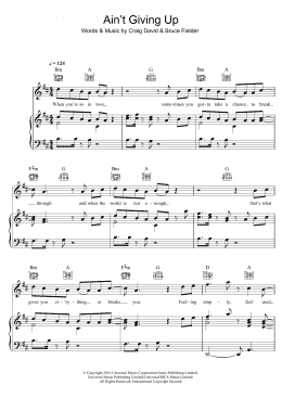 page one of Ain't Giving Up (featuring Sigala) (Piano, Vocal & Guitar Chords)