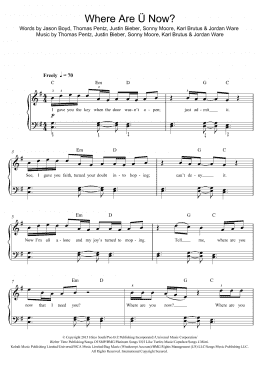 page one of Where Are U Now (featuring Justin Bieber) (Beginner Piano (Abridged))
