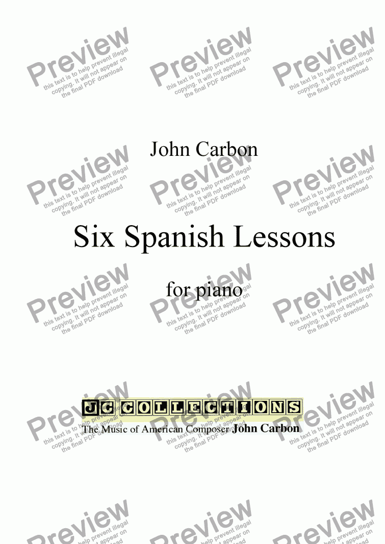 page one of Six Spanish Lessons for piano
