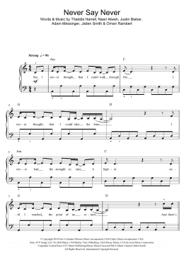 page one of Never Say Never (featuring Jaden Smith) (Beginner Piano (Abridged))