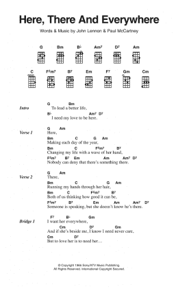 page one of Here, There And Everywhere (Ukulele Chords/Lyrics)