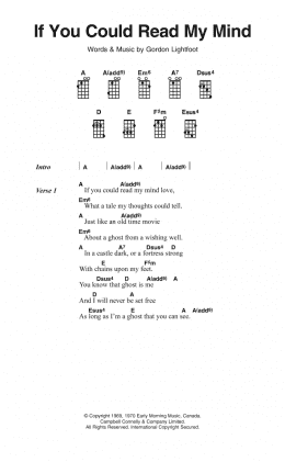 page one of If You Could Read My Mind (Ukulele Chords/Lyrics)