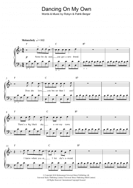 page one of Dancing On My Own (Piano, Vocal & Guitar Chords)