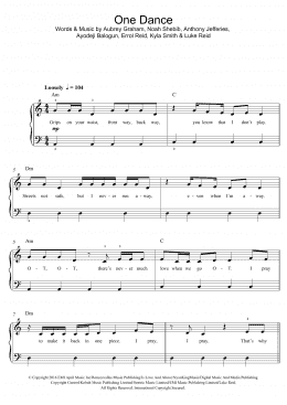 page one of One Dance (Piano, Vocal & Guitar Chords)