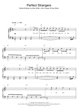 page one of Perfect Strangers (featuring JP Cooper) (Piano, Vocal & Guitar Chords)