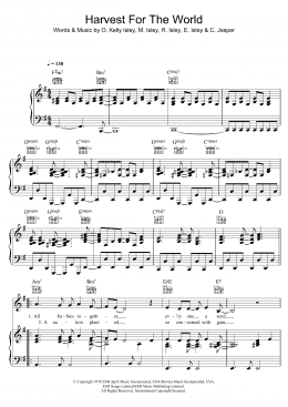 page one of Harvest For The World (Piano, Vocal & Guitar Chords)