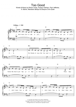 page one of Too Good (featuring Rihanna) (Piano, Vocal & Guitar Chords)