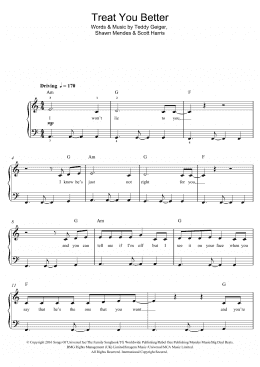 page one of Treat You Better (Piano, Vocal & Guitar Chords)