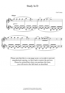 page one of Study In D (Easy Piano)