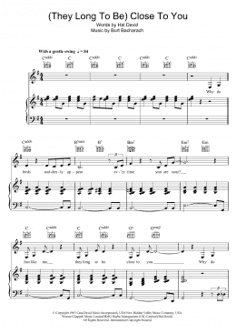 page one of (They Long To Be) Close To You (Piano, Vocal & Guitar Chords)