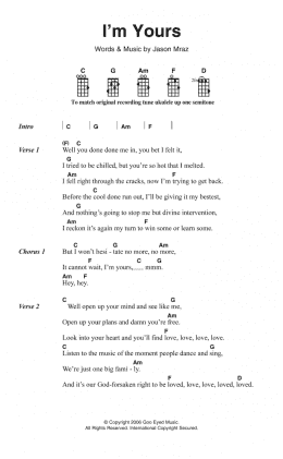 page one of I'm Yours (Piano, Vocal & Guitar Chords)
