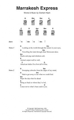 page one of Marrakesh Express (Ukulele Chords/Lyrics)