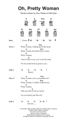 page one of Oh, Pretty Woman (Ukulele Chords/Lyrics)