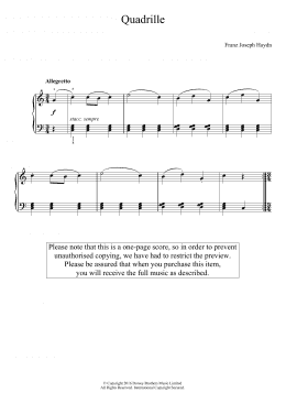 page one of Quadrille (Easy Piano)