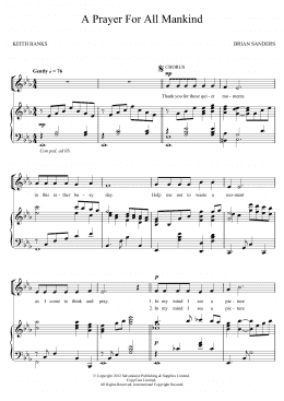 page one of A Prayer For All Mankind (Piano, Vocal & Guitar Chords)