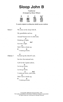 page one of Sloop John B (Piano, Vocal & Guitar Chords)