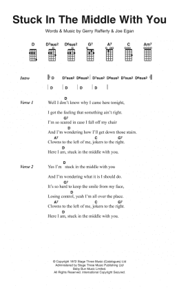 page one of Stuck In The Middle With You (Ukulele Chords/Lyrics)