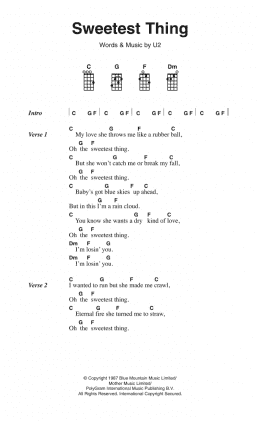 page one of Sweetest Thing (Ukulele Chords/Lyrics)