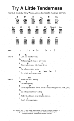 page one of Try A Little Tenderness (Ukulele Chords/Lyrics)
