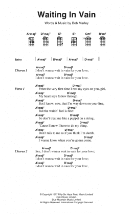 page one of Waiting In Vain (Ukulele Chords/Lyrics)
