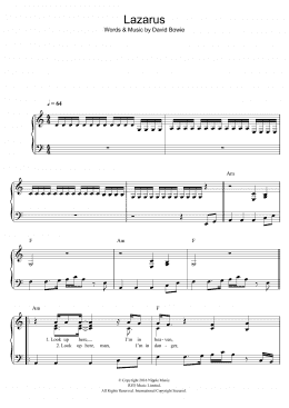 page one of Lazarus (Easy Piano)