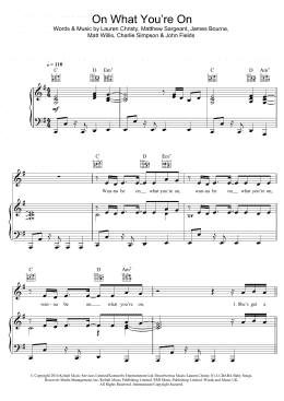 page one of On What You're On (Piano, Vocal & Guitar Chords)