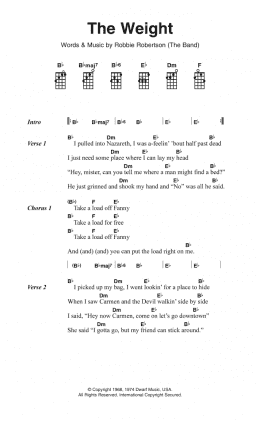 page one of The Weight (Piano, Vocal & Guitar Chords)