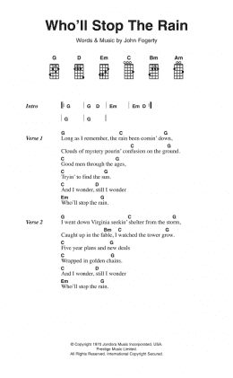 page one of Who'll Stop The Rain (Ukulele Chords/Lyrics)