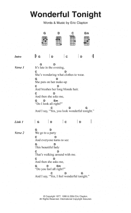 page one of Wonderful Tonight (Piano, Vocal & Guitar Chords)