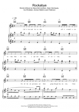 page one of Rockabye (featuring Sean Paul) (Piano, Vocal & Guitar Chords)