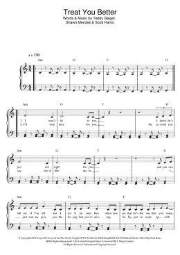 page one of Treat You Better (Easy Piano)