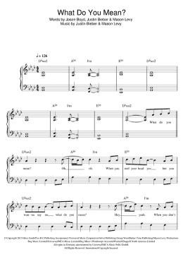page one of What Do You Mean? (Easy Piano)