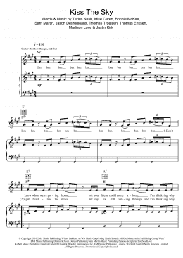 page one of Kiss The Sky (Piano, Vocal & Guitar Chords)
