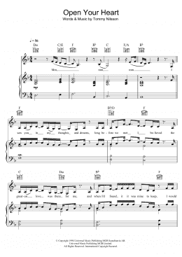 page one of Open Your Heart (Oppna Din Dorr) (Piano, Vocal & Guitar Chords)