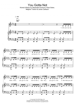 page one of You Gotta Not (Piano, Vocal & Guitar Chords)