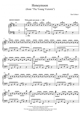 page one of Honeymoon (from The Young Victoria) (Piano Solo)