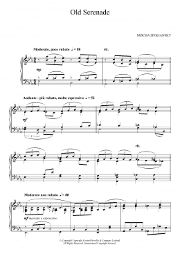 page one of Old Serenade (Piano Solo)