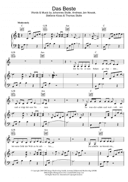 page one of Das Beste (Piano, Vocal & Guitar Chords)
