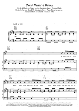 page one of Don't Wanna Know (Piano, Vocal & Guitar Chords)
