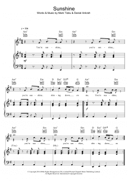 page one of Sunshine (featuring Dan Harkna) (Piano, Vocal & Guitar Chords)