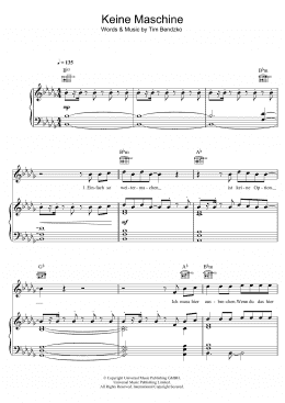 page one of Keine Maschine (Piano, Vocal & Guitar Chords)