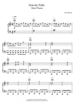 page one of Gravity Falls (Main Theme) (Piano Solo)