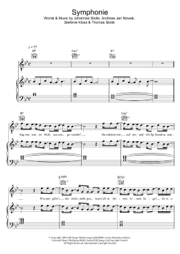 page one of Symphonie (Piano, Vocal & Guitar Chords)