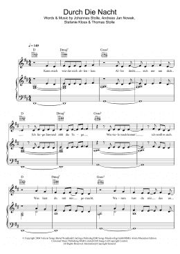 page one of Durch Die Nacht (Piano, Vocal & Guitar Chords)