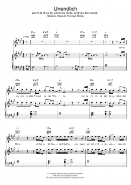 page one of Unendlich (Piano, Vocal & Guitar Chords)