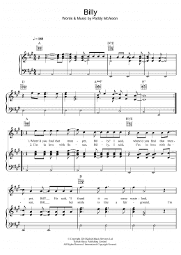 page one of Billy (Piano, Vocal & Guitar Chords)