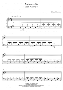 page one of Melancholia (from Sicario) (Piano Solo)