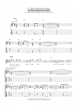 page one of Cold Hearted Man (Guitar Tab)
